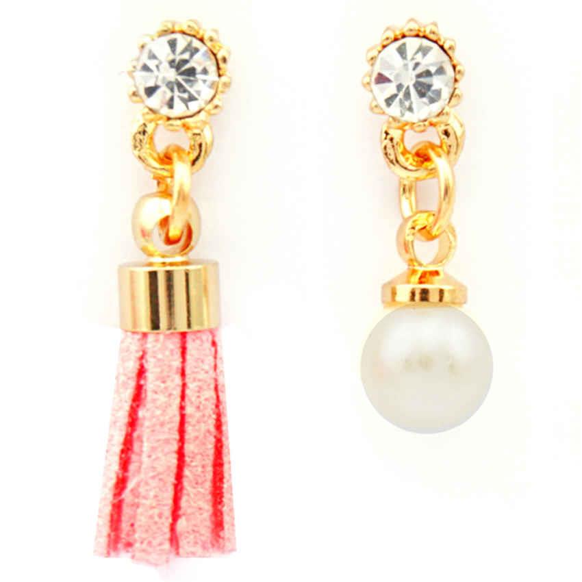 YOUNIQ-Basic Korean Pearl  &amp; Tassel AB Earring (Pink)