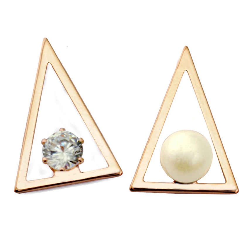Youniq Basic Korean Triangle Pearl  &amp; Cz Ab Earring (Rosegold)