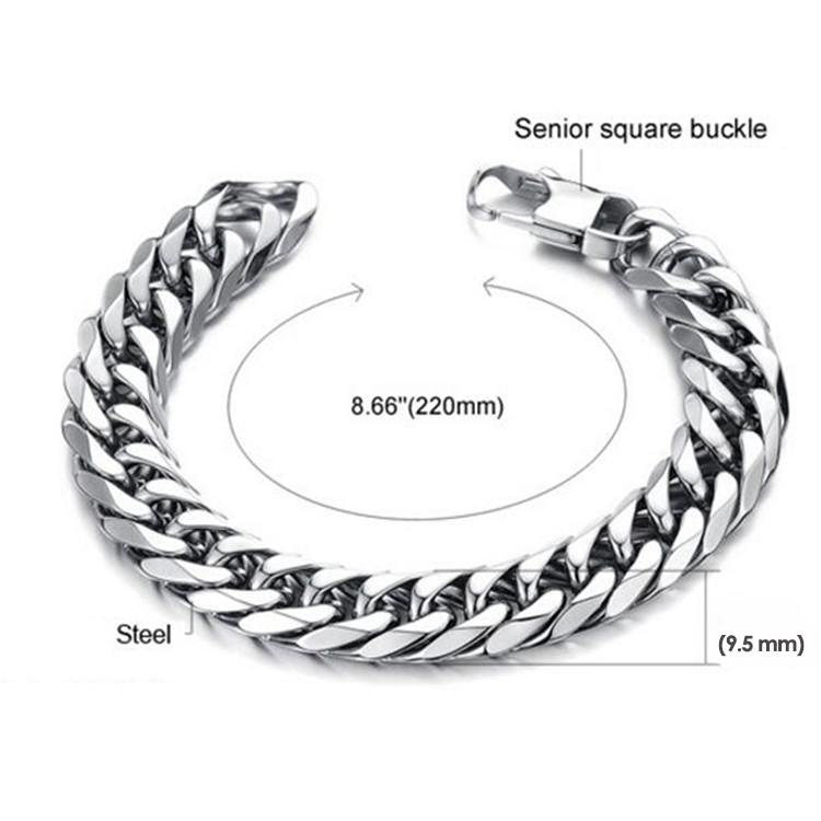 Youniq Classic Titanium Steel Silver Bracelet For Men