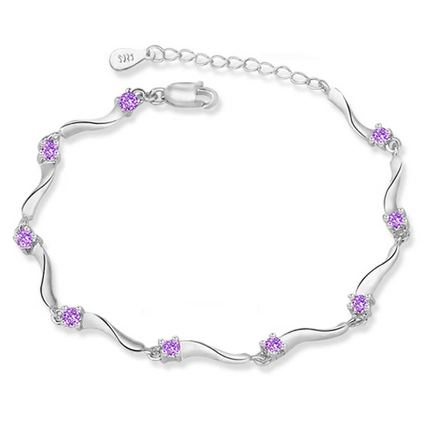 YOUNIQ Cube 925S.S Necklace Pendant Purple C.Zirconia,Earring,Bracelet