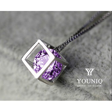Youniq Cube 925s Silver Necklace Pendant With Cz, Earrings  &amp; Bracelet Set