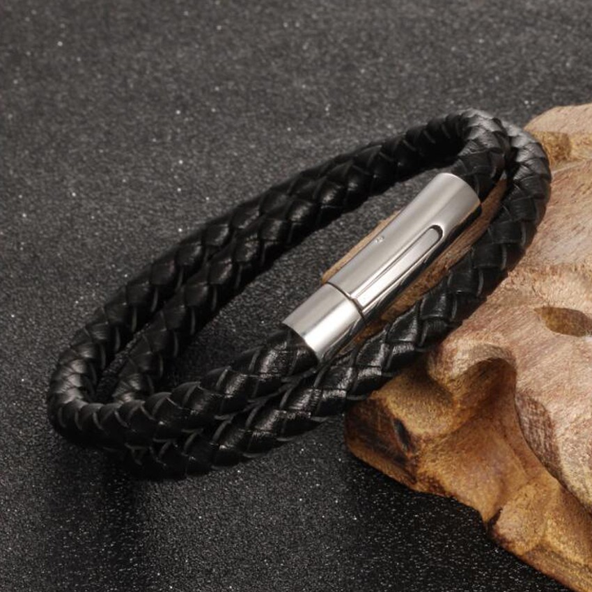Youniq Duo Big Steel Genuine Leather Bracelet For Men
