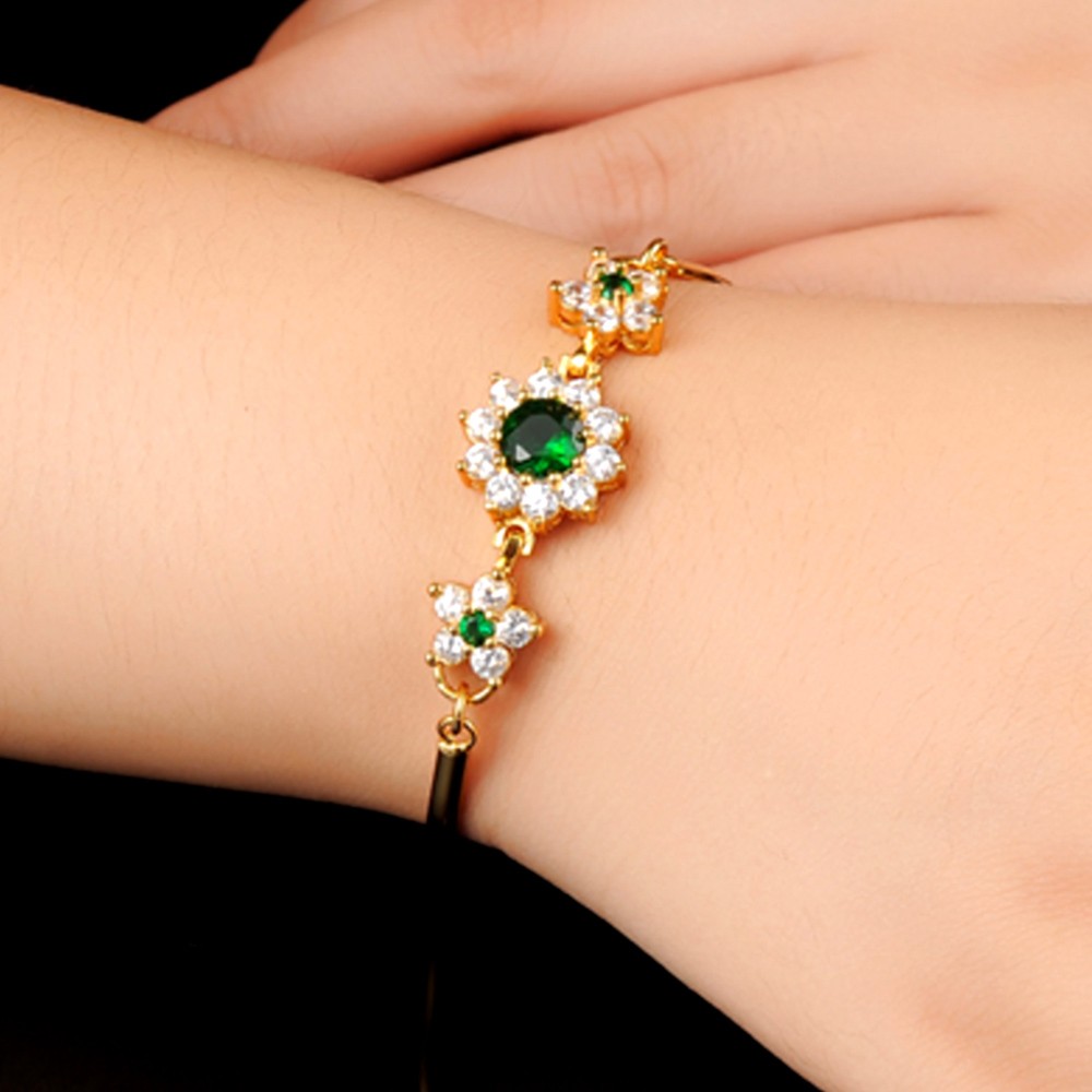 Youniq Emerald Gemstone 18k Gold Plated Bracelet