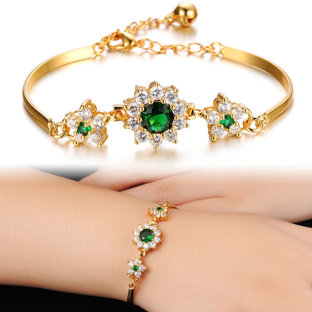 Youniq Emerald Gemstone 18k Gold Plated Bracelet