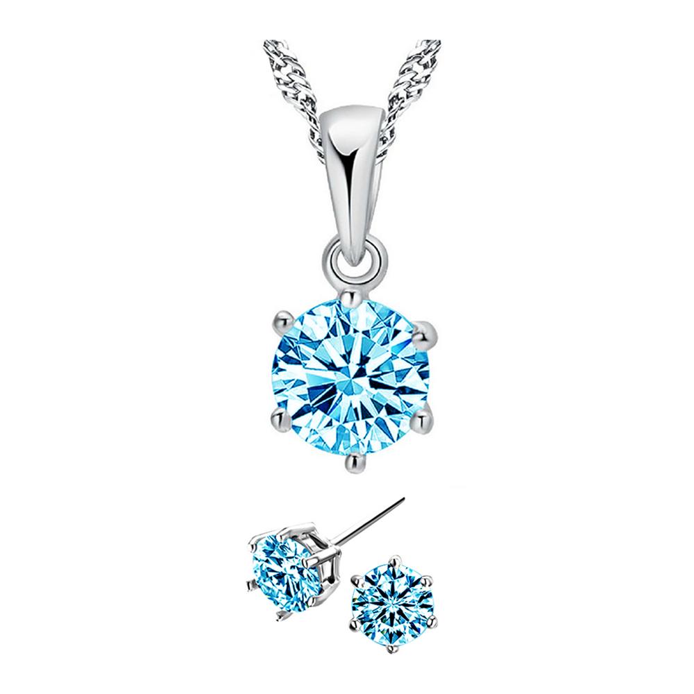 Youniq Hexa 925s Silver Necklace Pendant With Brilliant Cut Cz And Earrings Se