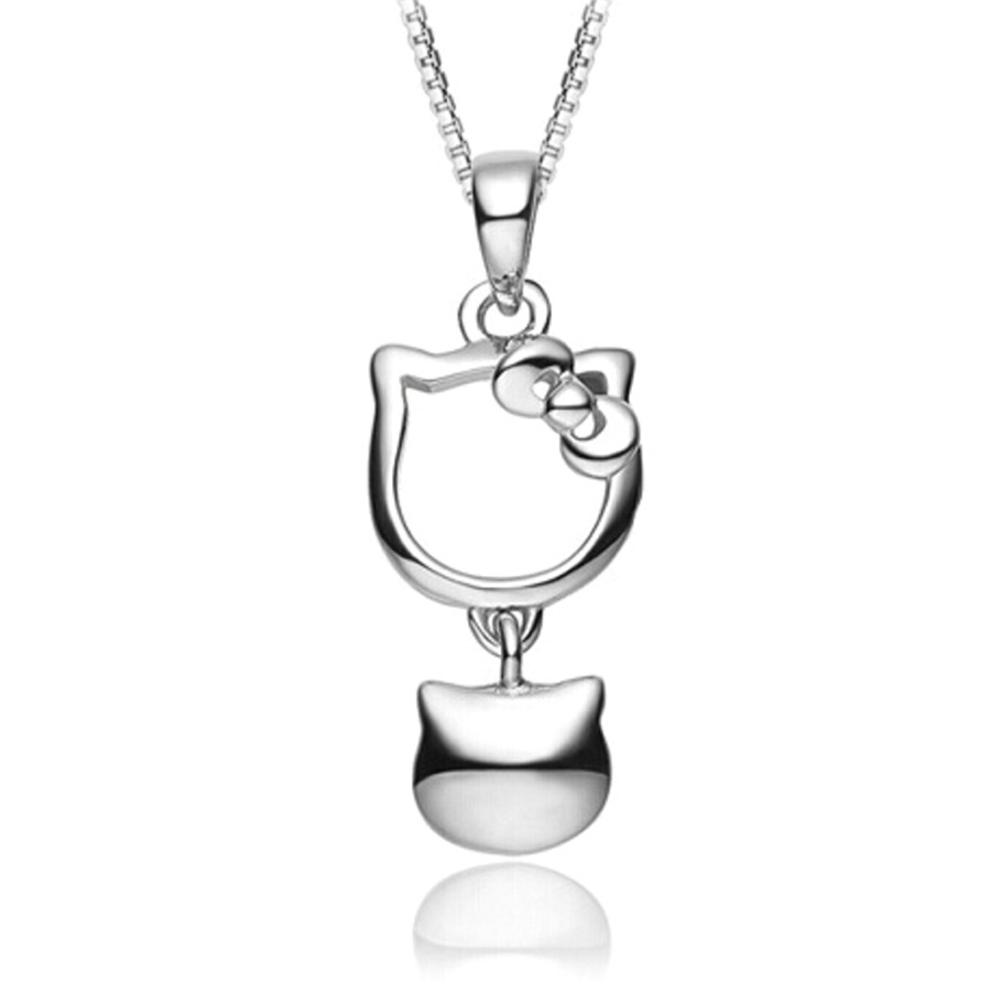 Youniq Kitty Bell 925s Silver Necklace  &amp; Earrings