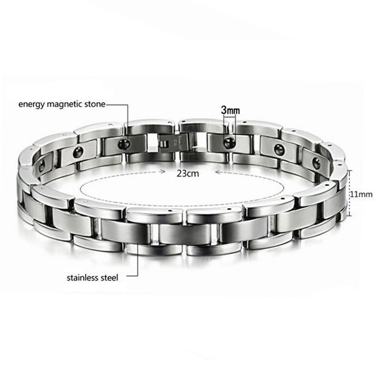 Youniq Magnetic Titanium Steel Silver Bracelet Health Chain For Men