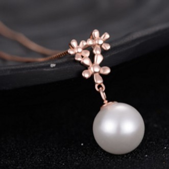 Youniq Pearl Drop 925 Sterling Silver Necklace Pendant (Rosegold)