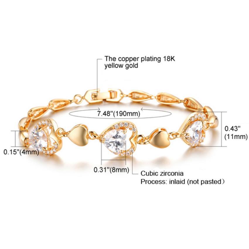 YOUNIQ Premium Heartbeat GemStone 18K Gold Plated Bracelet