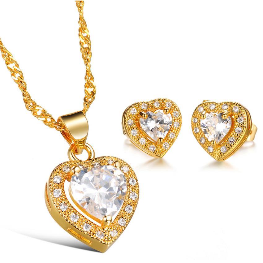 YOUNIQ Premium Mysterious Austria Rhinestone 18K Gold Necklace  &amp; Earri