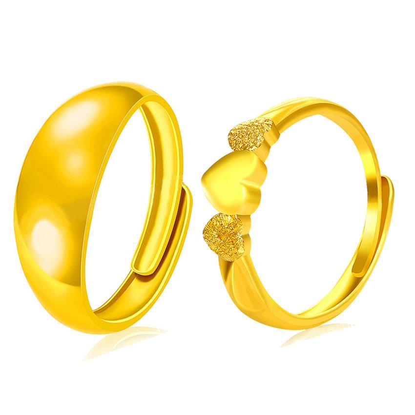 YOUNIQ Premium Smooch Eternal 24K Gold Plated Ring Set- Couple Rings