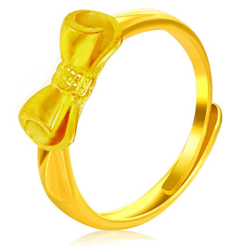 YOUNIQ Premium Smooch Ribbon 24K Gold Plated Ring Set- Couple Rings