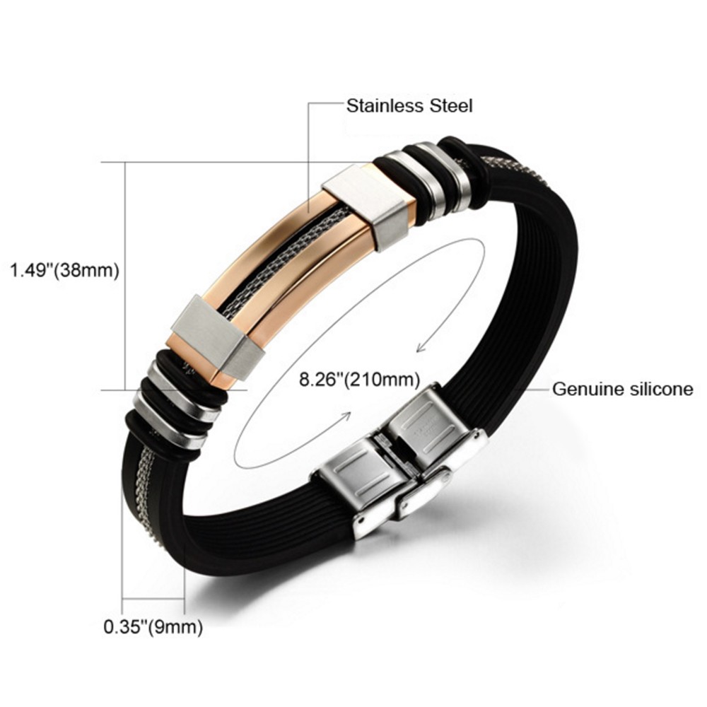 Youniq Silicone With Steel Line Bracelet For Men