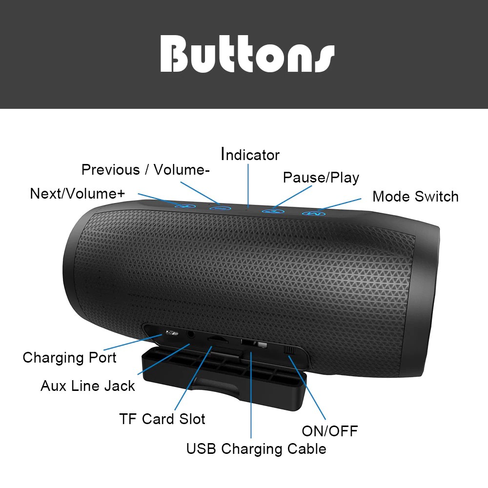 ZEALOT S16 3D Bass Stereo Bluetooth Speaker Wireless Soundbar USB TF Card AUX