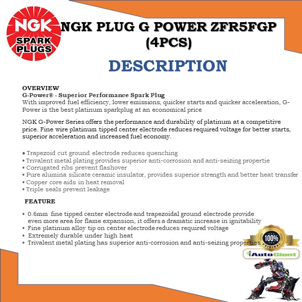ZFR5FGP NGK G POWER, (4 PCS) PACK PRELUDE  &amp; ODYSSEY