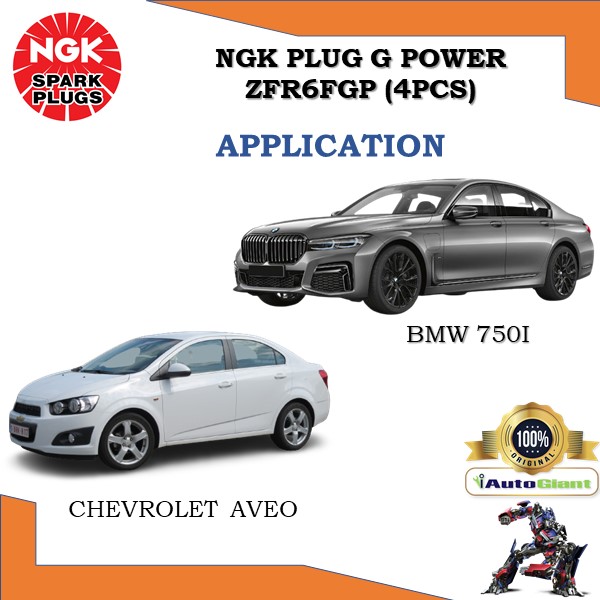 ZFR6FGP NGK G POWER, (4 PCS) PACK CHEVROLET AVEO  &amp; BMW 7501