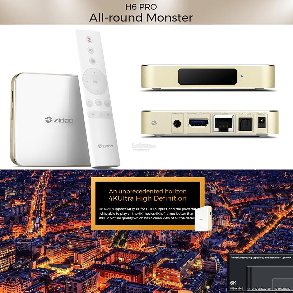 Zidoo H6 pro Android tv box all round moster Wifi/LAN HDR 4K 10Bits