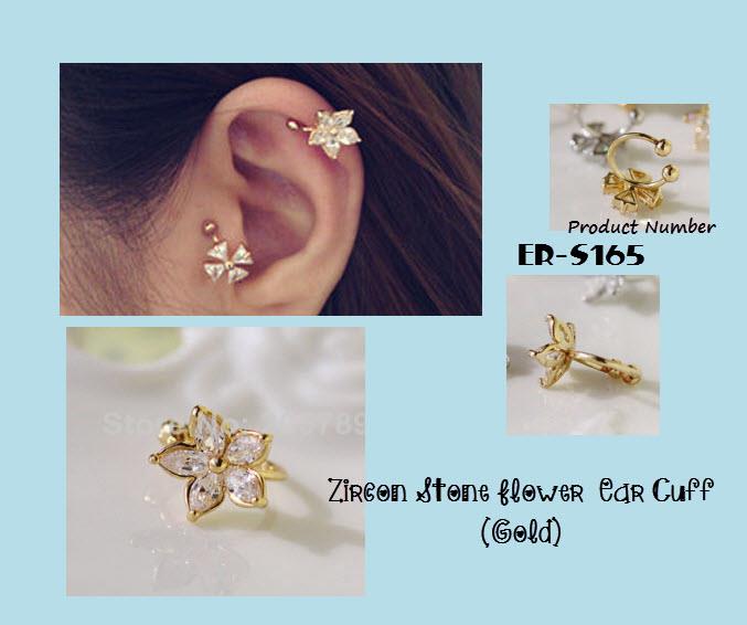 Zircon Stone Flower Gold Ear Cuff E End 8 9 2019 3 15 Am Zircon Stone Flower Gold Ear Cuff Earrings
