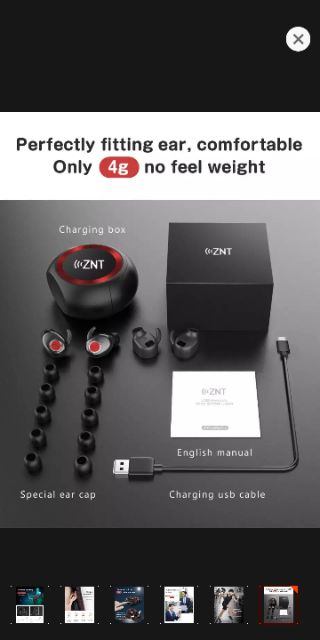 ZNT AirFits Pro Wireless Earbuds TWS Earphones Bluetooth 5.0 Gray