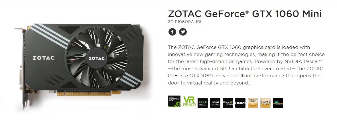 ZOTAC GeForce® GTX 1060 Mini 6GB # (end 