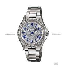CASIO SHE-4510D-7A SHEEN swarovski sapphire date bracelet silver blue