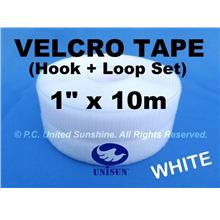 GRADE AA VELCRO TAPE NON-Adhesive WHITE 1” x 10m Hook & Loop Set