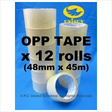 Transparent Plastic OPP TAPE 48mm x 45m L x 12 ROLLS for Packaging