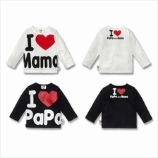 I ♥ Papa Mama Kids Shirt (Love.100% Cotton.Long-Sleeve.Children)