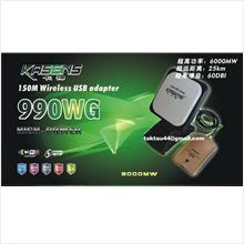 KASENS 60dBi  Wireless USB Adapter 6000MW * With Wifi Breaking Manual