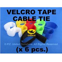 x 6 pcs. VELCRO TAPE for Wire Cable Organizing Tie Strap FREE Shipping