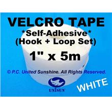 VELCRO TAPE Self-Adhesive WHITE 1”x 5m Hook & Loop for Window Door ETC