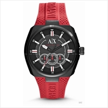 A|X ARMANI EXCHANGE AX1803 Men's Chronograph Silicone Strap Black Red