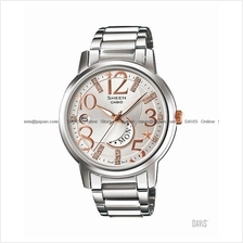 CASIO SHE-4028D-7A SHEEN day-date moon-shaped swarovski bracelet silve