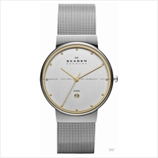 SKAGEN 355LGSC Men's Ancher Classic Date Mesh SS Bracelet Silver