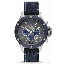 A|X ARMANI EXCHANGE AX1517 Men's Well Worn Chrono Denim Leather Blue
