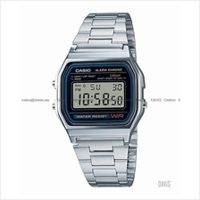 CASIO A158WA-1 STANDARD digital vintage alarm chrono bracelet silver