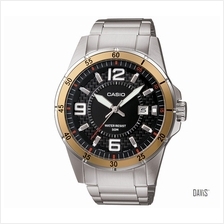 CASIO MTP-1291D-1A3V STANDARD stylist w/ date SS bracelet watch black