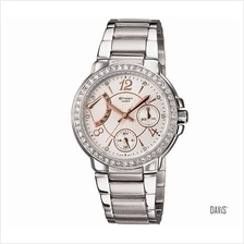 CASIO SHN-3008D-7A SHEEN retrograde rhinestones SS bracelet white