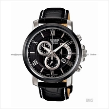 CASIO BEM-507BL-1AV BESIDE retrograde chronograph leather strap black