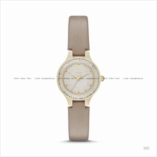 DKNY NY2432 Women's Chambers Classic Glitz Leather Strap Brown