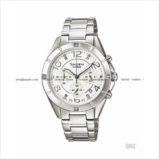 CASIO SHE-5021D-7A SHEEN chronograph swarovski SS bracelet white