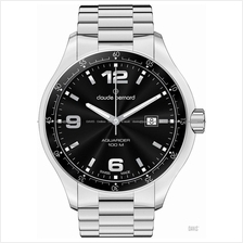 Claude Bernard . 70165 3 NIN . Aquarider (M) Date SS Bracelet Black