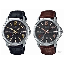 CASIO MTP-E106L STANDARD analog day-date leather strap