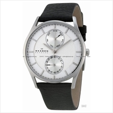 SKAGEN SKW6065 Men's Holst Day-Date Leather Strap Silver Black