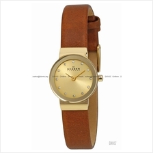 SKAGEN SKW2175 Women's Freja Mini Classic Glitz Leather Gold Brown