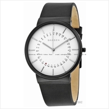 SKAGEN SKW6243 Men's Ancher Date Leather Strap White Black