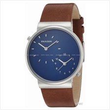 SKAGEN SKW6191 Men's Ancher Dual Time Leather Strap Blue Brown