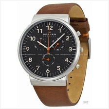 SKAGEN SKW6099 Men's Ancher Chronograph Leather Strap Grey Brown