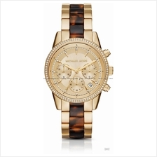 MICHAEL KORS MK6322 Ritz Chrono Glitz Tortoise Acetate Bracelet Gold