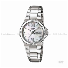 CASIO SHE-4022D-7A SHEEN swarovski day-date SS bracelet white MOP